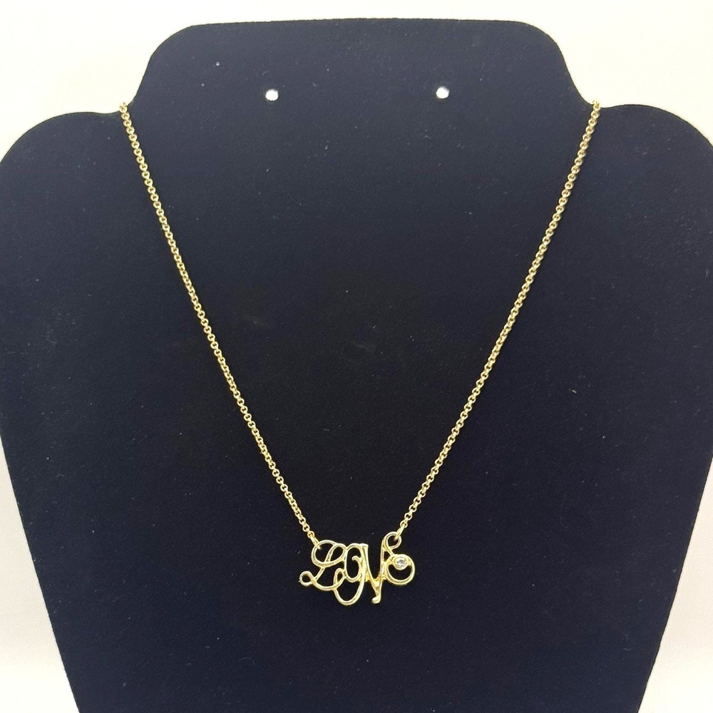 Lia Sophia Gold Tone Love Script Necklace – Romantic Statement Jewelry